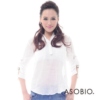 ASOBIO 女装半开衫长袖休闲衬衫 4112353336 绿色 40
