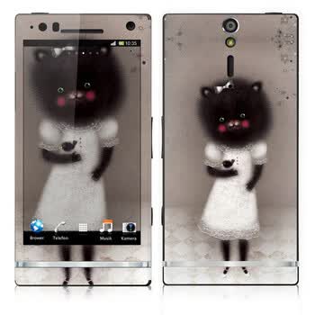 IdeaSkin 索尼 LT26i/Xperia S/Xperia Arc HD 皮肤 大头黑猫咪 外壳保护套皮贴膜 BDGC241993
