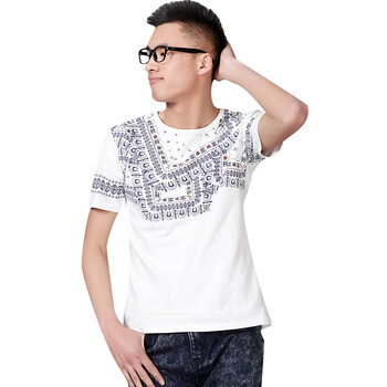 AMH 韩国2012夏装新款男装韩版宽松圆领常规袖短袖T恤NN2036 白色 XL