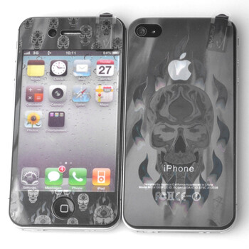 优胜仕（USAMS）苹果iPhone4s 3D骷髅保护膜 屏幕保护膜+背膜 适用于苹果iPhone4/4s