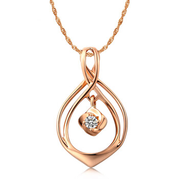 珂兰钻石 雅韵 18K玫瑰金色钻石吊坠彩金项坠