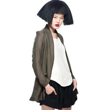 CELLMICELL 巴哈米舍 2012春夏新款女装 清凉修身长西装外套 白领空调衫 真丝 707AW006 绿色 L