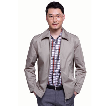 davehill 大卫山 中年男士商务夹克 短款翻领夹克外套 拉链夹克衫DH0321FS02 海军蓝NV 185/100A(54)