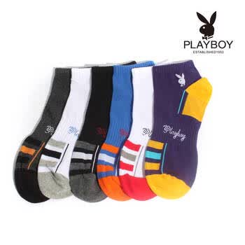 PLAYBOY 花花公子 优质精梳纯棉透气休闲运动袜男船袜短筒袜子1101 黑色 均码