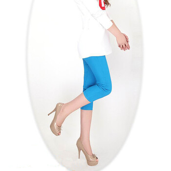 Utree 女士 糖果色 彩色 打底 七分裤 2条 蓝+黑 均码