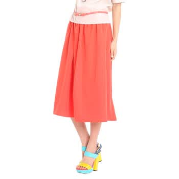 茵佳妮 夏 新品 女装 净色简约 时尚轻盈雪纺 半身长裙 5122-1700379 桔红色 L