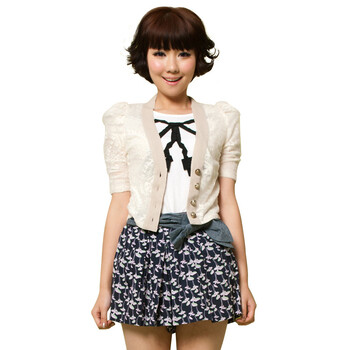 Basic House 百家好 夏装 短款绣花镂空女外套 HLJK320H 象牙色/IV 160/84A/M