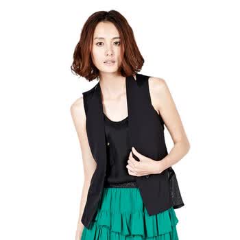 MO&Co.摩安珂 moco 欧美风纯棉背心马甲 M112VET38 01黑色 L