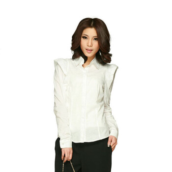 威丝曼WSM 女士百搭公主袖修身衬衫 TA130001 白色 XL