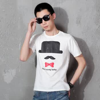 AMH 韩国2012夏装新款男装韩版圆领常规袖短袖T恤NN2120 白色 XL