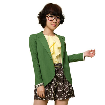 Basic House 百家好 夏装 女式绿色休闲西服HLJK320A 绿色 165/68A/L