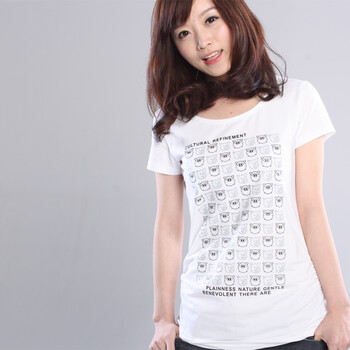 约晴 Utree 女士 纯棉 小猪T T-shirt 白色 XL