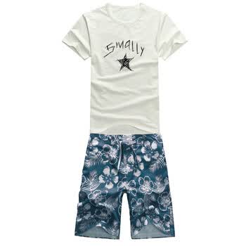 莱斯玛特lesmart男装 2012新款夏装 时尚T恤+休闲沙滩裤 套装特惠HGG520 套餐二 XXL+XXL