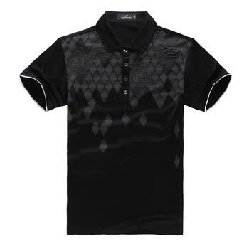 富贵鸟 男装 夏季新款时尚休闲短袖翻领POLO衫51822013 黑色01 190(XXXXL)