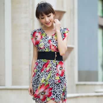 妮蕾迪 2012夏新款优雅时尚V领前拉链开身连衣裙1-11 1295 黑色 XL