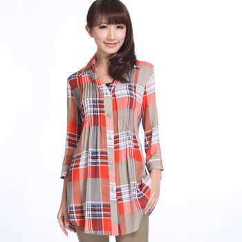 qiustyle2012新款春装修身女款休闲立领女士衬衫11103 温馨桔 XXXXL