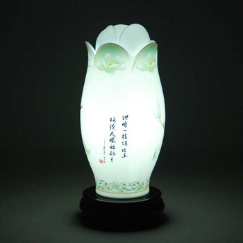 CEAKA 装饰台灯 陶瓷灯 卧室台灯床头灯 书房灯 中式 薄胎 粉彩玉兰 BTD08