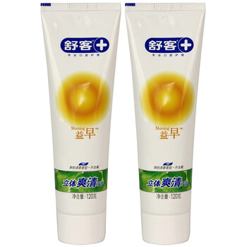 舒客益早立体爽清牙膏两支装120g