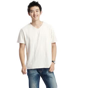 荻嘉茂 夏季男士针织纯棉休闲T恤衫 宽松款 0087 卡其 XL