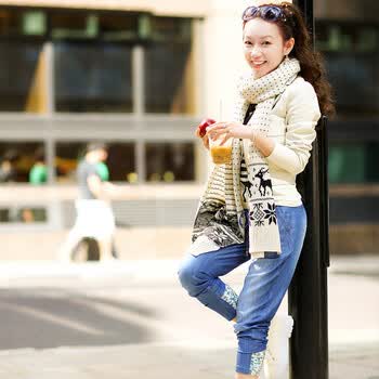天使之城 angelcitiz 新款春装2012 中腰 九分小脚牛仔裤子韩版女裤CW1001 蓝色 28