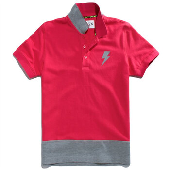 Giordano佐丹奴BSX Polo 男闪星植绒缤纷撞色珠地POLO 04012004 浅粉红 XL
