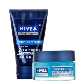 NIVEA妮维雅男士多重净透洁面乳100g+男士深透保湿啫喱50ml