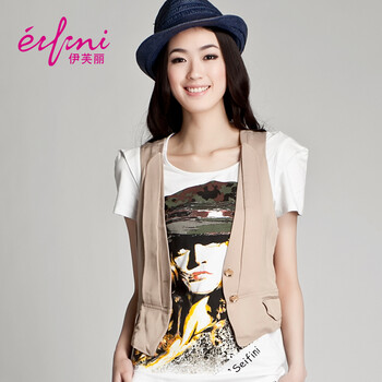 伊芙丽 2012夏季新款 韩版修身百搭女夏小西装马夹1141801 黑色 XL