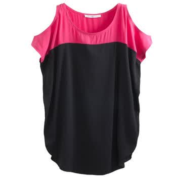 夏装新品 Giordano佐丹奴 T恤 女波普秀肩时装T恤 01322028 纯黑色 L