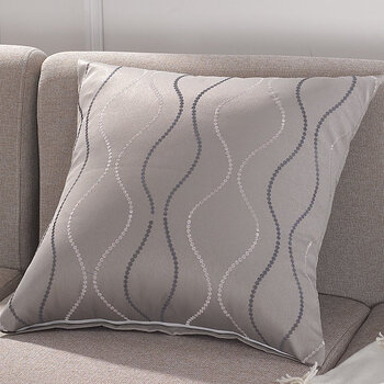 品诚家纺 刺绣波浪靠垫 沙发靠垫 新款 55*55cm 家居日用 刺绣波浪 灰色 其他
