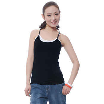 依莉莲 2012新款女工字背心莫代尔 女士背心百搭 双色混搭吊带衫8100 黑色 均码