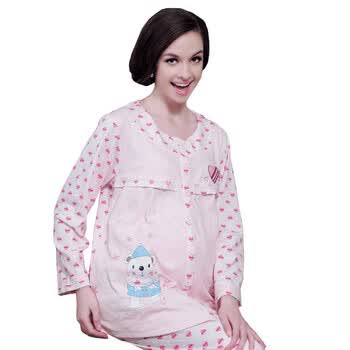 雅孕孕妇睡衣 孕妇家居服 月子服哺乳睡衣 D501 特价 粉红色 XL
