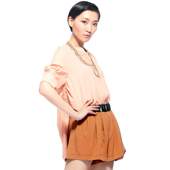 巴哈米舍CELLMICELL 2012夏季新款女装 滑爽天丝短裤 松紧腰百搭 设计师款热裤 707AK026 黄色 L