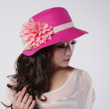 touch m037 两朵花草帽 夏季甜美田园风遮阳帽 宝蓝色 M(56-58cm)