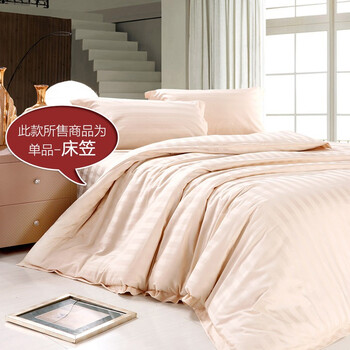 优雅100 TOSCASO多斯卡 五星级酒店床上用品 纯棉精梳高密素色缎条 单品床笠 米色 180x200十25cm