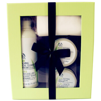 The Body Shop TBS美体小铺 芦荟面部护理套(洁面乳200ml+日霜50ml+晚霜50ml) 抗敏感补水保湿