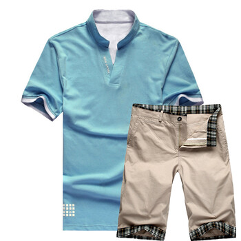 维杰斯WINJEANS 2012新款潮男时尚夏日套装（五分裤+立领POLO衫）14组可选 咖啡色 XXL+XXL/36