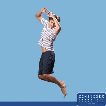 舒雅 Schiesser 新品男士短袖家居服套装 39/1500 008宝蓝 XL