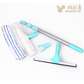 玲珑屋 多功能擦窗器套装/玻璃清洁刷/伸缩杆擦/晾衣叉
