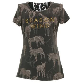 季候风 seasonwind 修身女夏装短袖T恤4531ZC487 墨绿OG3 170/XL