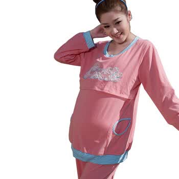 雅孕 哺乳衣 夏季 外出 月子服 家居服 喂奶衣 外出哺乳装DE74 粉红色 XL