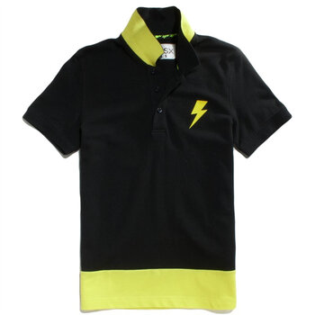 Giordano佐丹奴BSX Polo 男闪星植绒缤纷撞色珠地POLO 04012004 黑色 XL