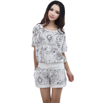 荻嘉茂 夏季新款女式可爱百搭短袖家居服套装1220 黑色 XL