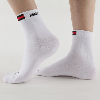 PUMA 彪马 男士绣花运动袜子 休闲短袜 P1152018 漂白-缎带红 25-27cm