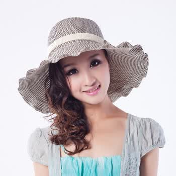 touch m98 木耳边大沿遮阳帽 夏季女款韩版草编太阳帽 自然色 M(56-58cm)