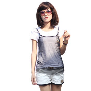 伊雯 新款夏装时尚假两件T恤性感小短裤两件套女 XTZ08193 白色 XL