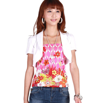 棉花公主 COTTON PRINCESS 春夏款女装净色百搭弹力短款小披肩 1103PCD01 白色 L