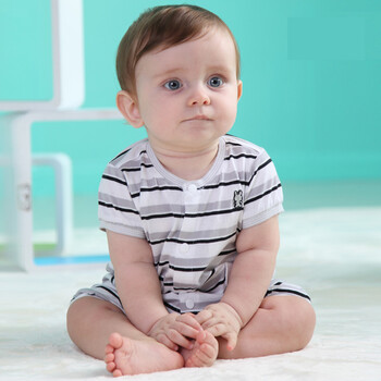 Baby2 2012新款婴幼儿夏装男婴童连体衣YAA392085 灰色 80