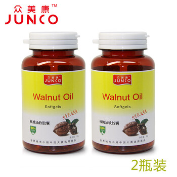 众美康核桃油软胶囊2瓶装（500mg×100粒/瓶）