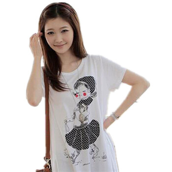 蕾曦 2012 新品韩国孕妇装 夏装散步女孩孕妇上衣体恤T恤衫 YJY.126 白色 均码