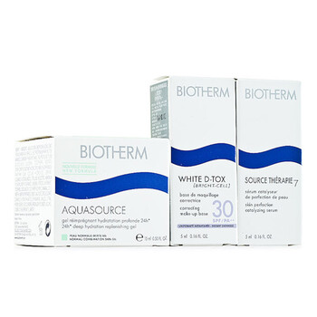 碧欧泉Biotherm 温泉保湿3件套( 净透修颜隔离霜（柔光紫）紫隔+润透水分露+至臻精华)